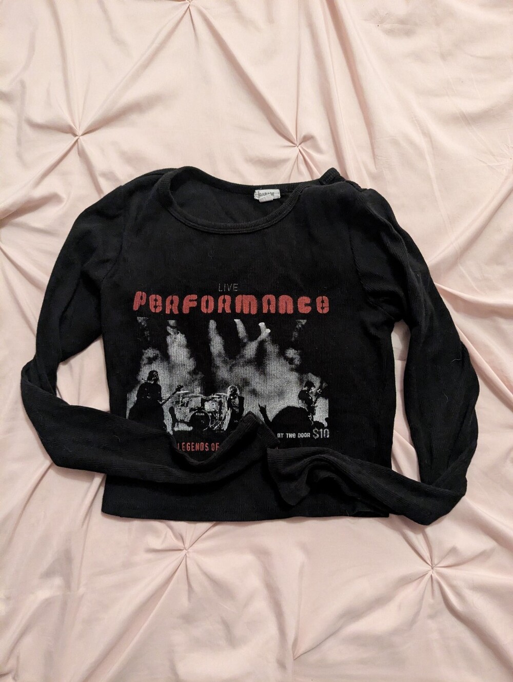 Garage Black Long Sleeve Crop Tee, Legends Of Rock USA Tour